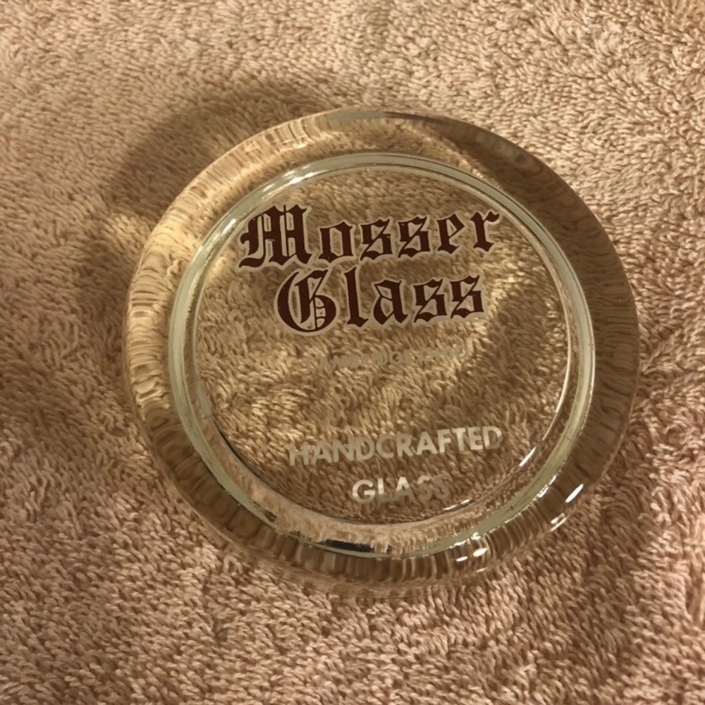 Vintage Mosser Glass Small Paperweight 3” Round
